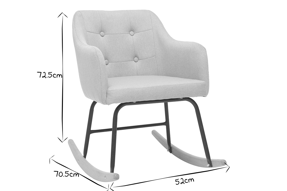 Rocking chair design en tissu gris bleu BALTIK