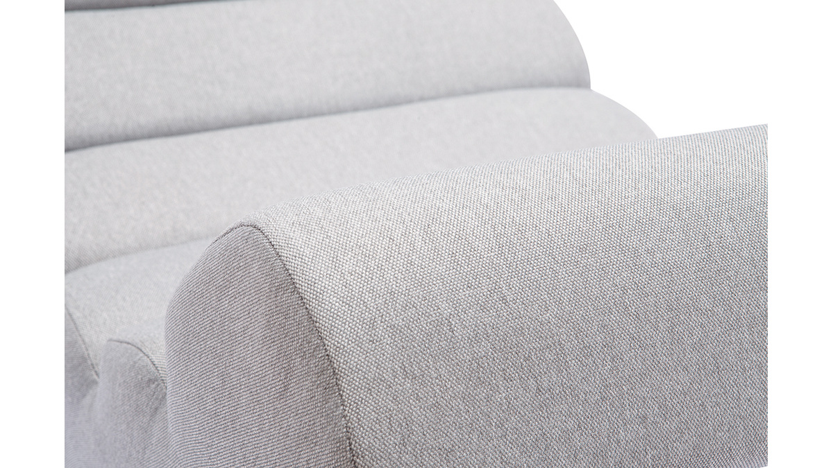 Rocking chair design en tissu gris clair et acier chrom TAYLOR