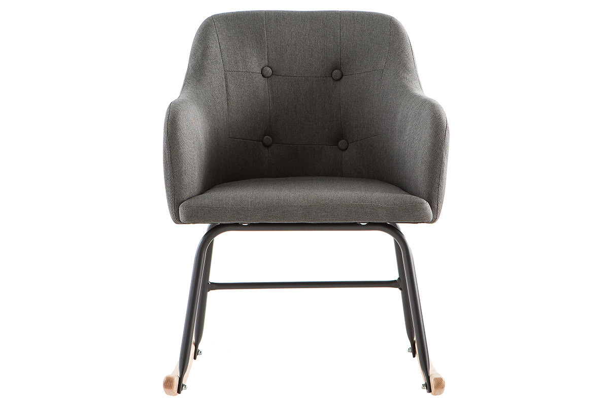 Rocking chair design en tissu gris fonc BALTIK