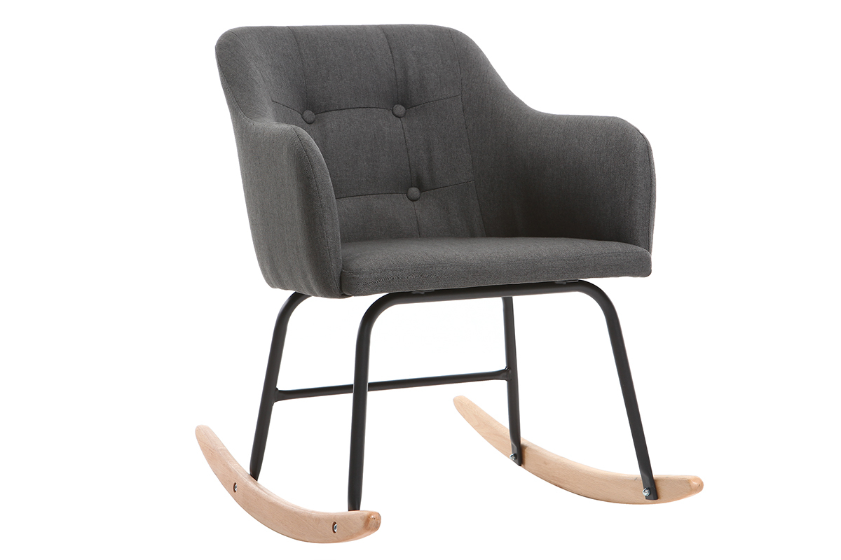 Rocking chair design en tissu gris fonc BALTIK