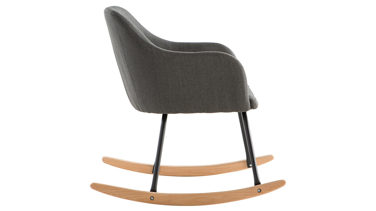 Rocking chair design en tissu gris fonc BALTIK