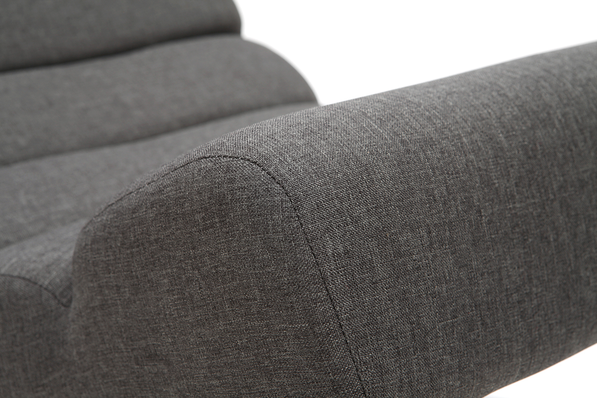 Rocking chair design en tissu gris fonc� et acier chrom� TAYLOR