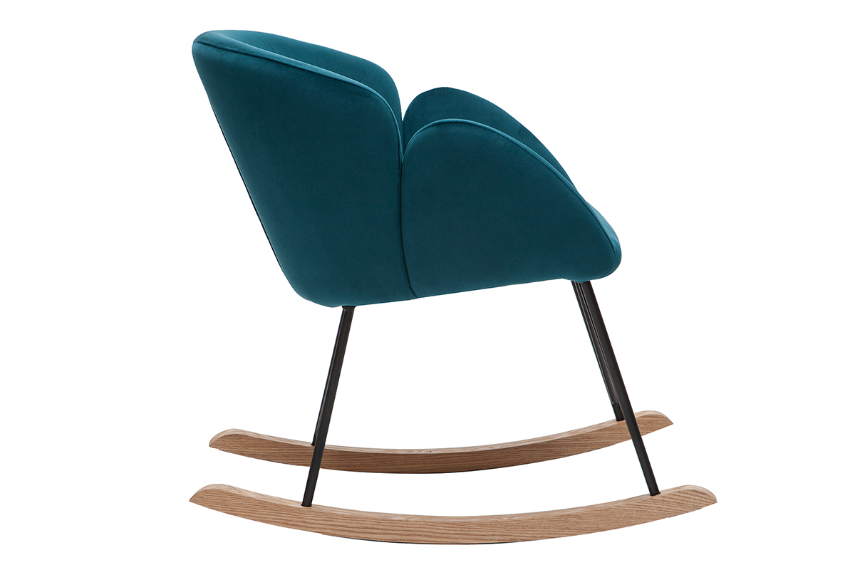 Rocking chair design en velours bleu p�trole RHAPSODY
