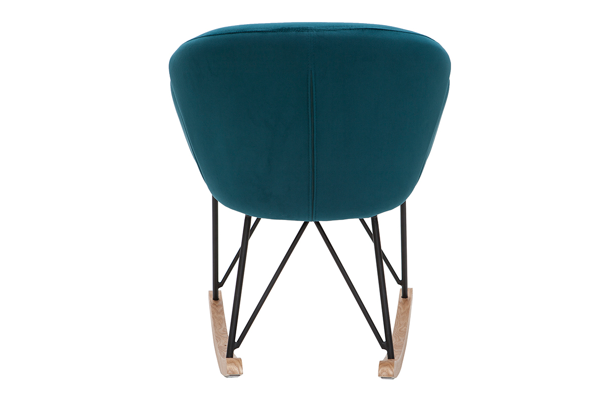Rocking chair design en velours bleu p�trole RHAPSODY