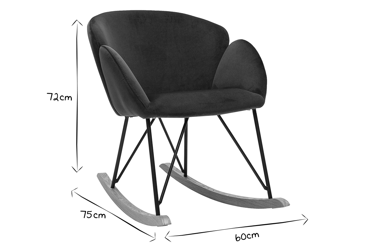 Rocking chair design en velours bleu p�trole RHAPSODY