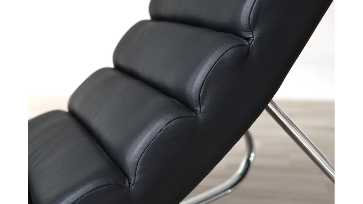 Rocking chair design noir et acier chrom TAYLOR