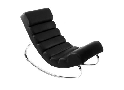Rocking chair design noir et acier chromé TAYLOR