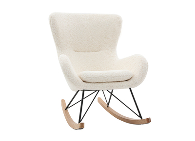Rocking chair design tissu blanc effet peau de mouton ESKUA