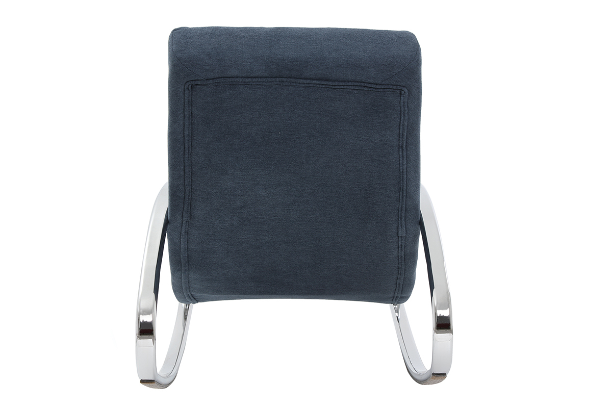 Rocking chair design tissu effet velours bleu CHESTY
