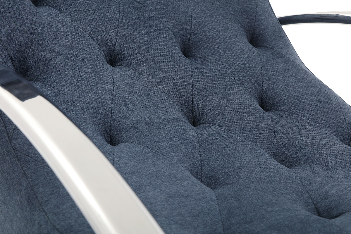 Rocking chair design tissu effet velours bleu CHESTY
