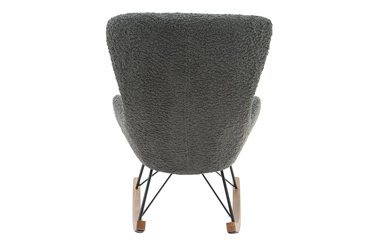 Rocking chair design tissu gris effet laine boucle ESKUA