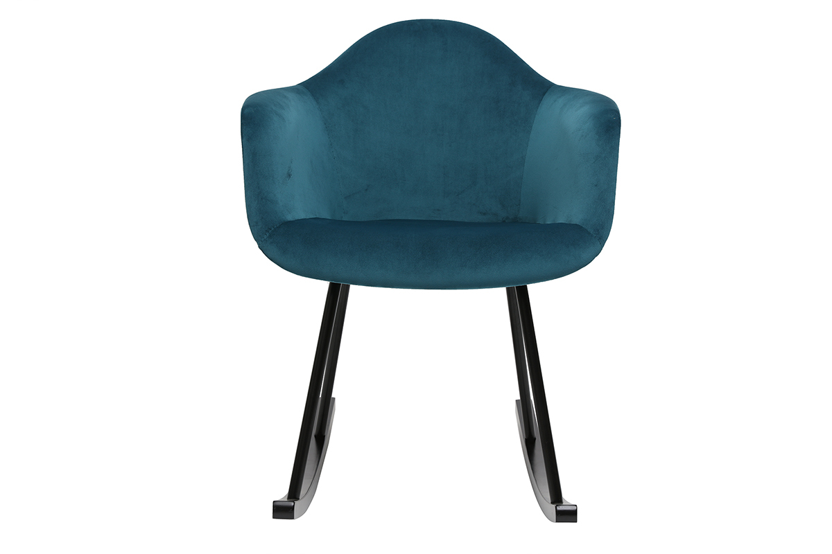 Rocking chair design velours bleu ptrole MAMBO