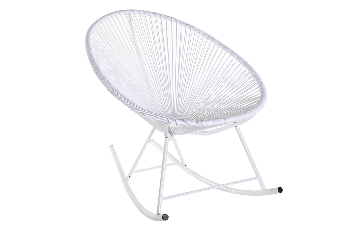 Rocking chair en fils de r�sine blanc BELLAVISTA