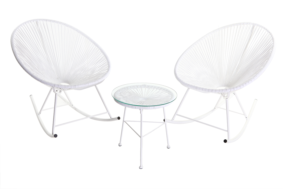 Rocking chair en fils de r�sine blanc BELLAVISTA