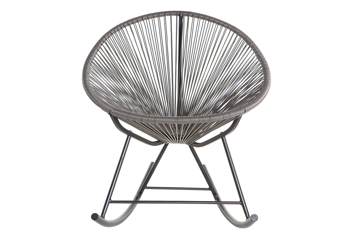 Rocking chair en fils de r�sine gris BELLAVISTA