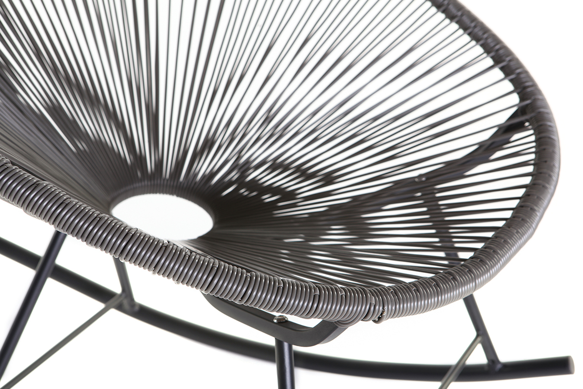 Rocking chair en fils de r�sine gris BELLAVISTA