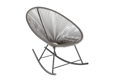 Rocking chair en fils de r&eacute;sine gris BELLAVISTA