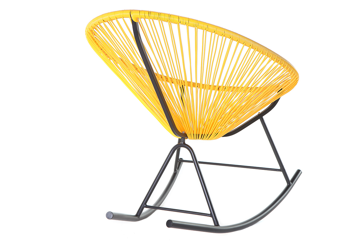Rocking chair en fils de r�sine jaune BELLAVISTA