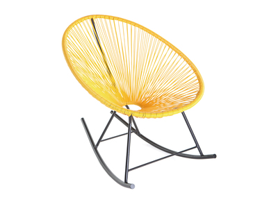 Rocking chair en fils de r&eacute;sine jaune BELLAVISTA