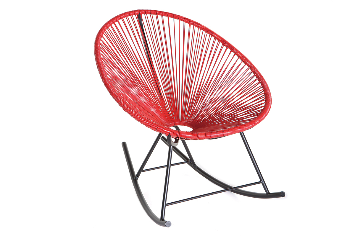 Rocking chair en fils de r�sine rouge BELLAVISTA