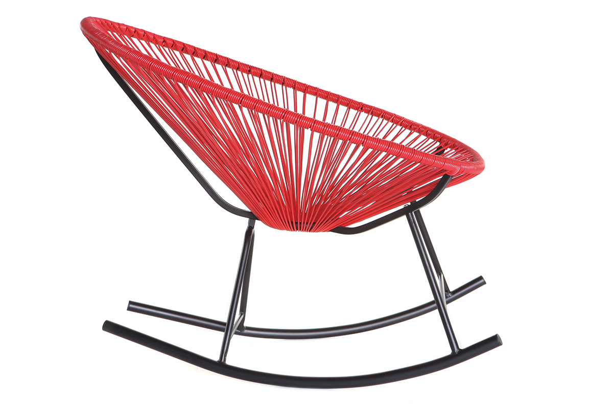 Rocking chair en fils de r�sine rouge BELLAVISTA