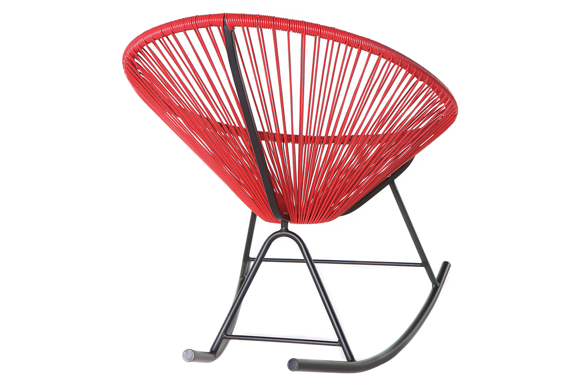 Rocking chair en fils de r�sine rouge BELLAVISTA