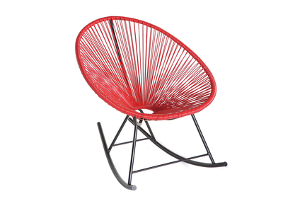 Rocking chair en fils de r&eacute;sine rouge BELLAVISTA