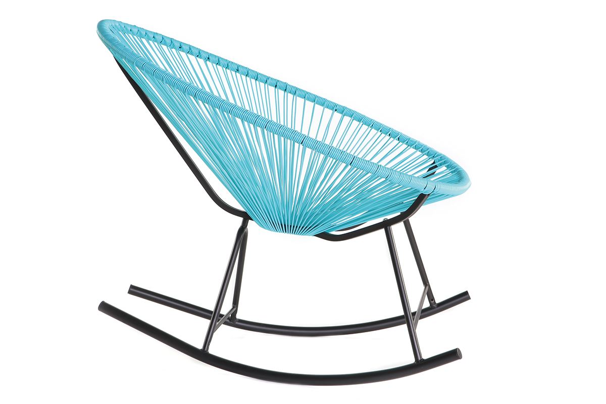 Rocking chair en fils de r�sine turquoise BELLAVISTA