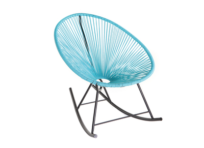 Rocking chair en fils de r&eacute;sine turquoise BELLAVISTA