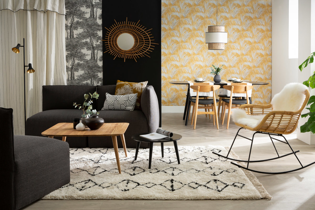 Rocking chair en rotin et m�tal MALACCA