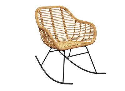 Rocking chair en rotin et m&eacute;tal MALACCA