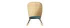 Rocking chair en rotin et tissu bleu p&eacute;trole ROBIN