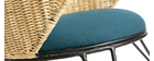 Rocking chair en rotin et tissu bleu p&eacute;trole ROBIN