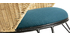 Rocking chair en rotin et tissu bleu p&eacute;trole ROBIN