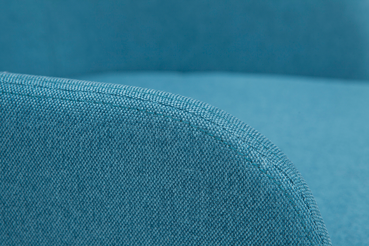 Rocking chair en tissu bleu canard, m�tal noir et bois clair SHANA