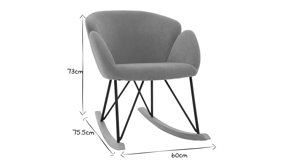 Rocking chair en tissu effet velours jaune moutarde, mtal noir et bois clair RHAPSODY - Miliboo & Stphane Plaza