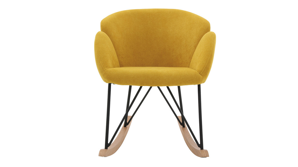 Rocking chair en tissu effet velours jaune moutarde, mtal noir et bois clair RHAPSODY - Miliboo & Stphane Plaza