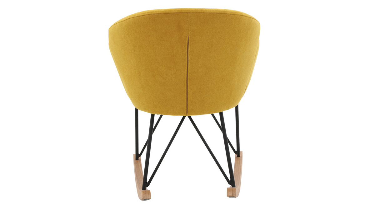 Rocking chair en tissu effet velours jaune moutarde, mtal noir et bois clair RHAPSODY - Miliboo & Stphane Plaza