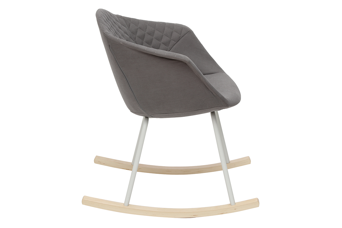 Rocking chair en tissu gris clair et m�tal blanc SWING