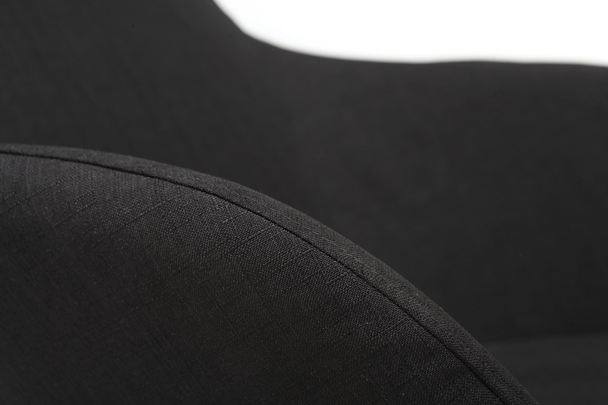 Rocking chair en tissu noir avec pieds m�tal et fr�ne JHENE