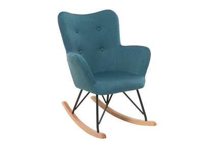 Rocking chair enfant tissu bleu canard pieds m&eacute;tal et ch&ecirc;ne BABY BRISTOL