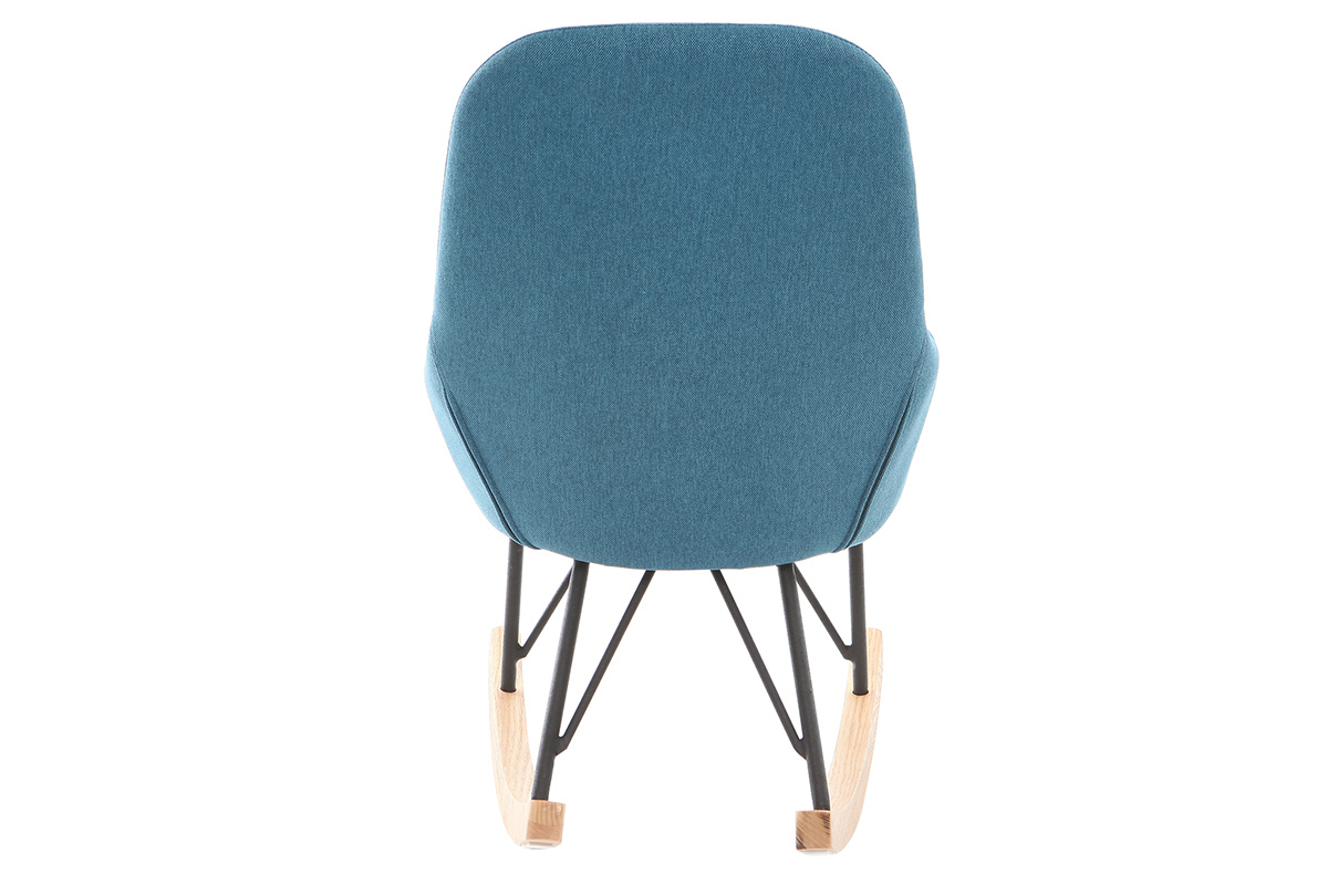 Rocking chair enfant tissu bleu pieds m�tal et fr�ne JHENE