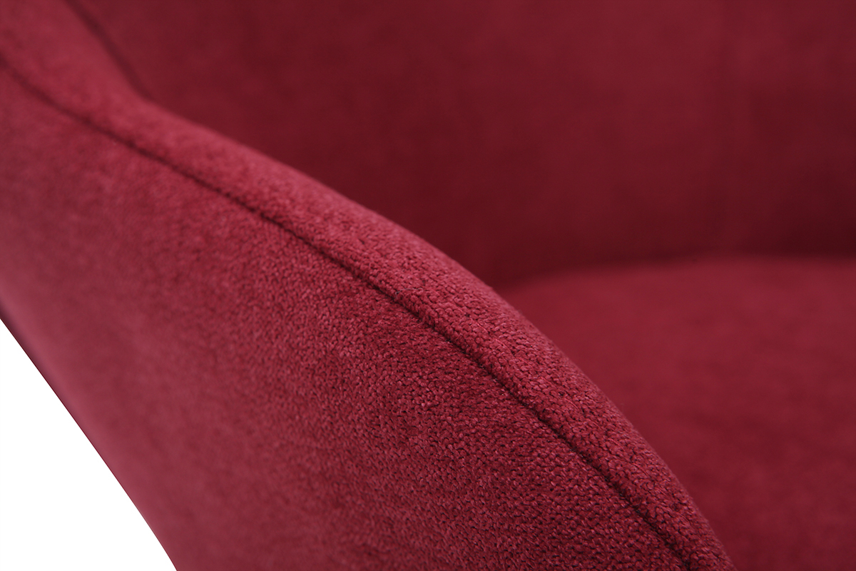 Rocking chair enfant tissu effet velours bordeaux pieds m�tal et bois JHENE