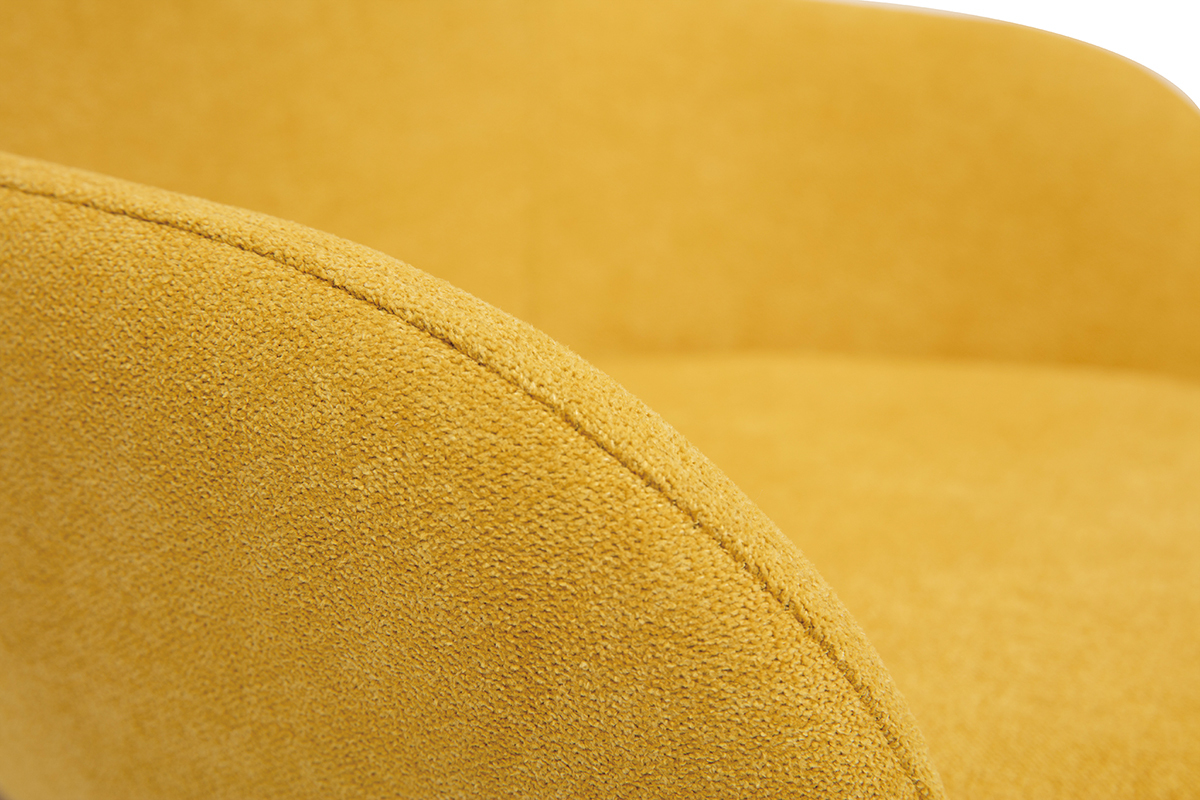 Rocking chair enfant tissu effet velours jaune moutarde pieds m�tal en fr�ne JHENE