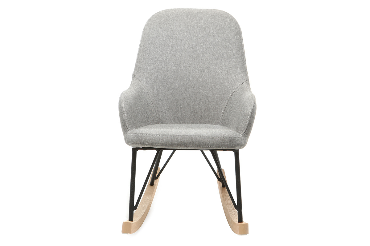 Rocking chair enfant tissu gris m�tal et fr�ne JHENE
