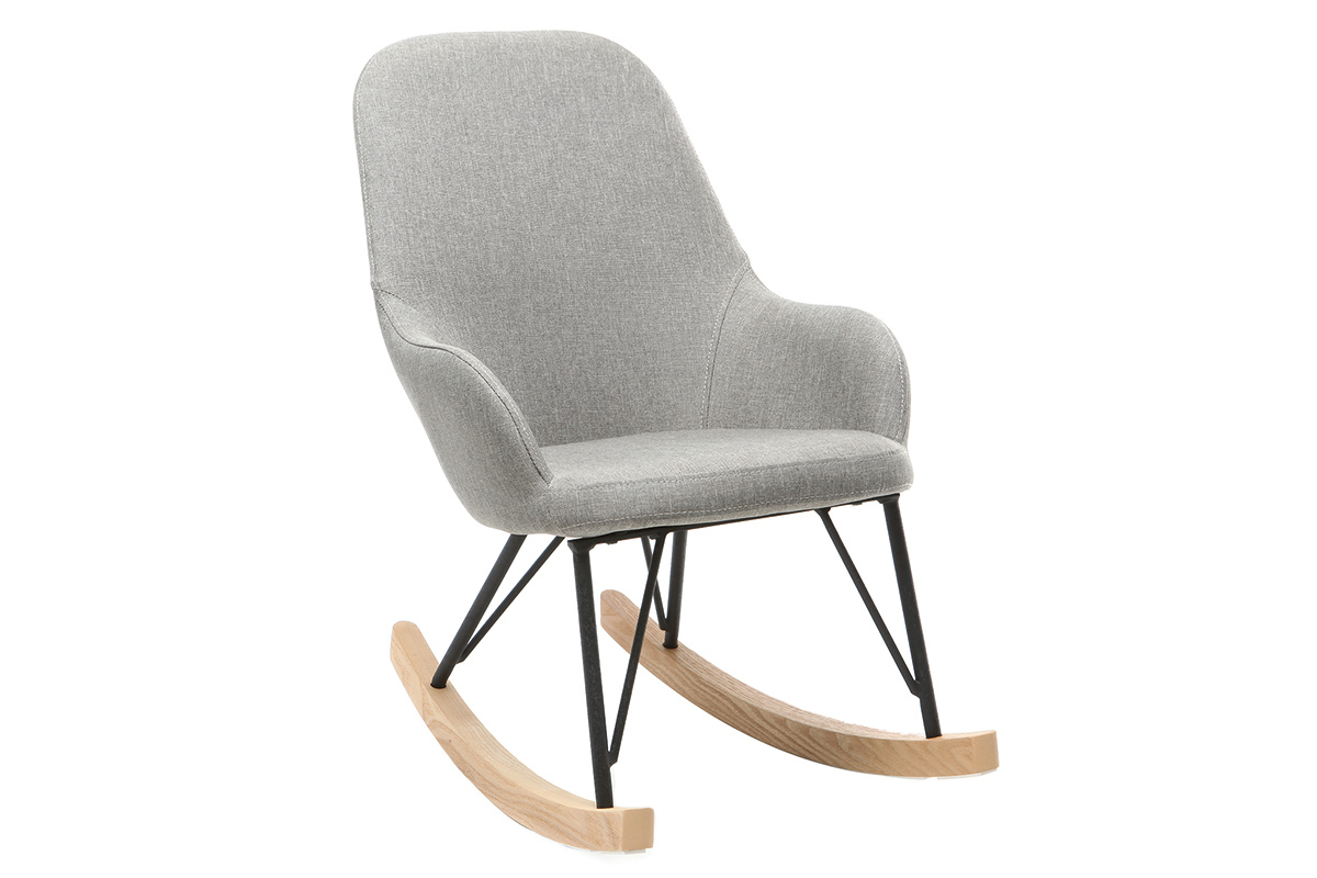 Rocking chair enfant tissu gris m�tal et fr�ne JHENE