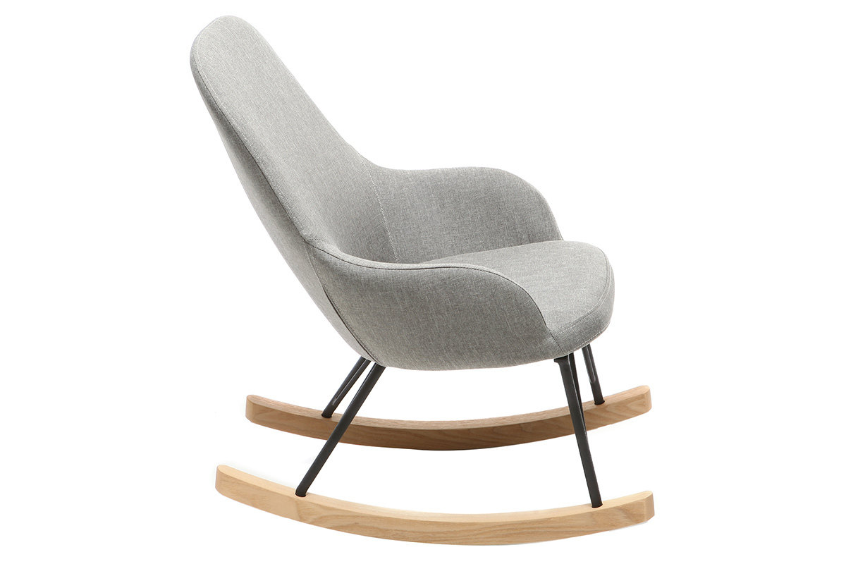 Rocking chair enfant tissu gris m�tal et fr�ne JHENE