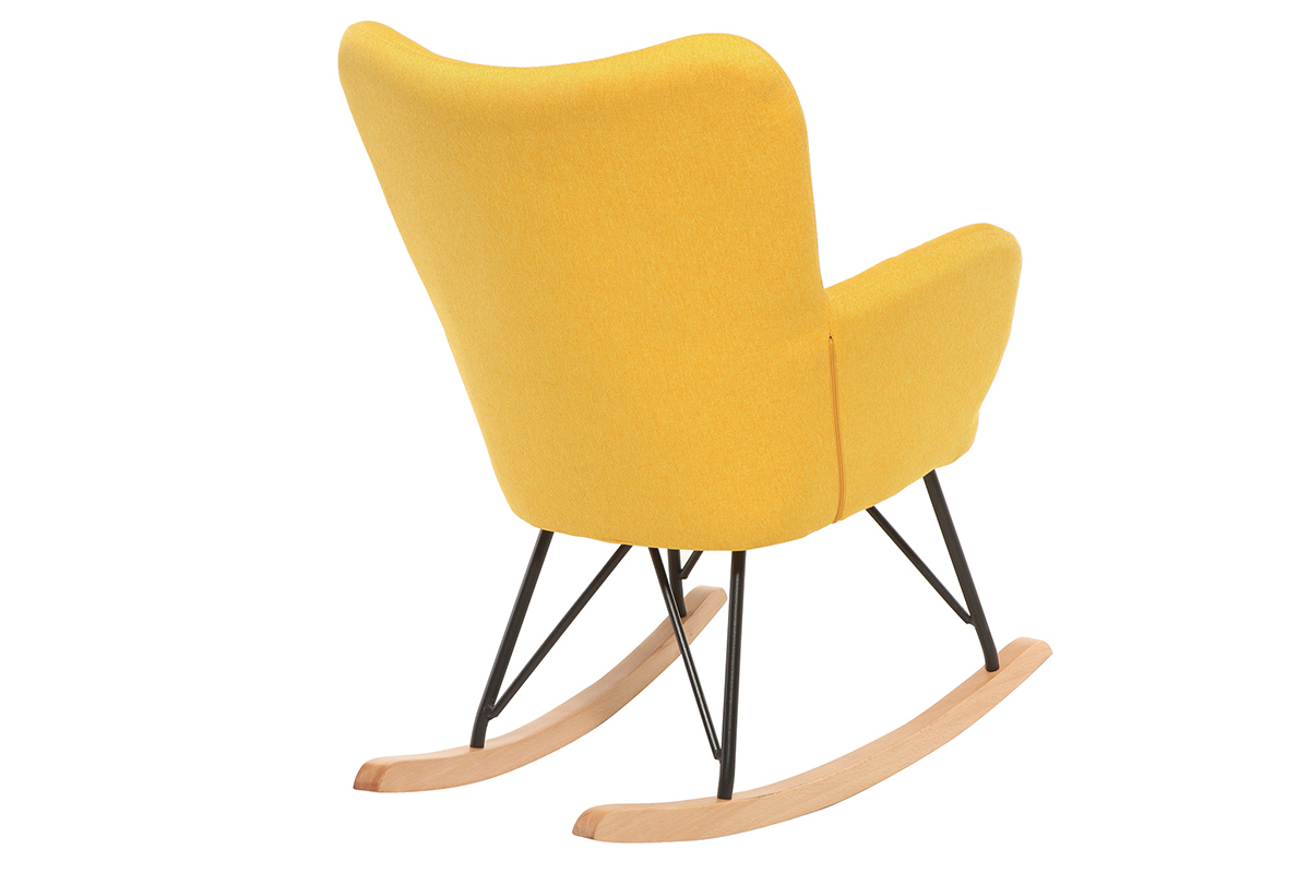 Rocking chair enfant tissu jaune pieds m�tal et ch�ne BABY BRISTOL