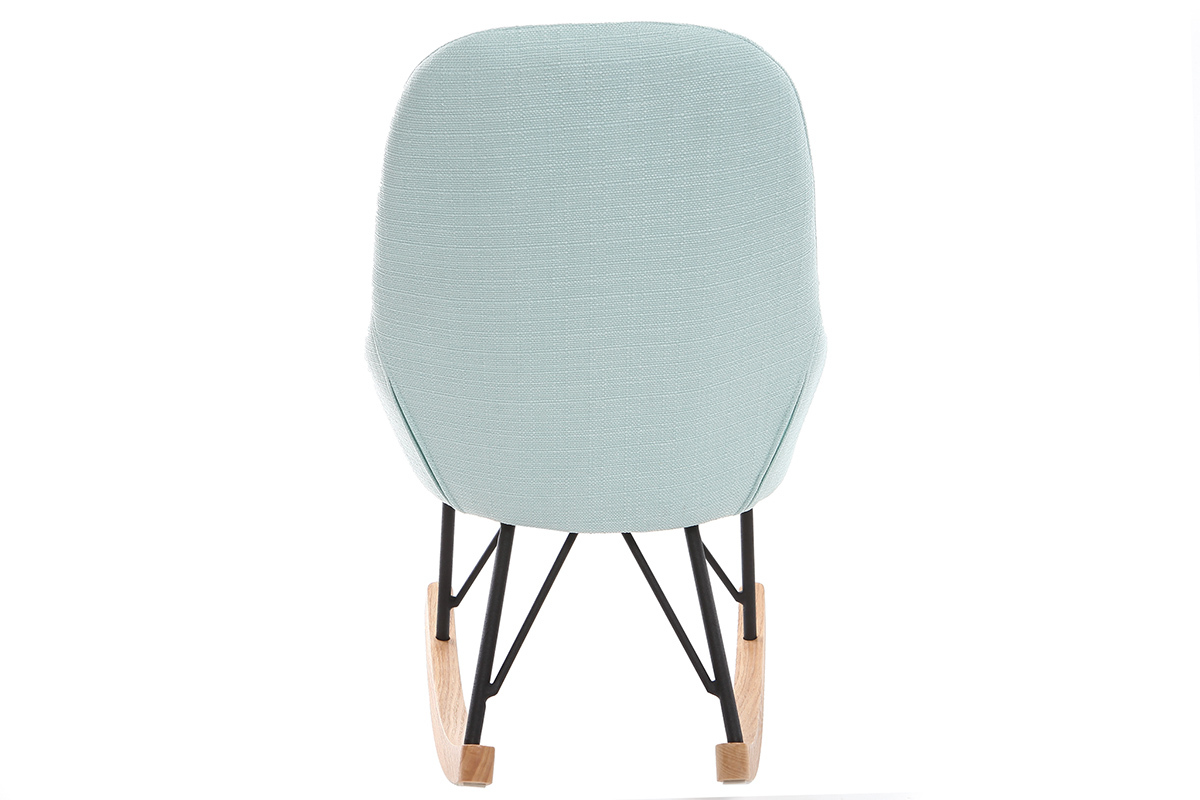 Rocking chair enfant tissu menthe � l'eau pieds m�tal et fr�ne JHENE