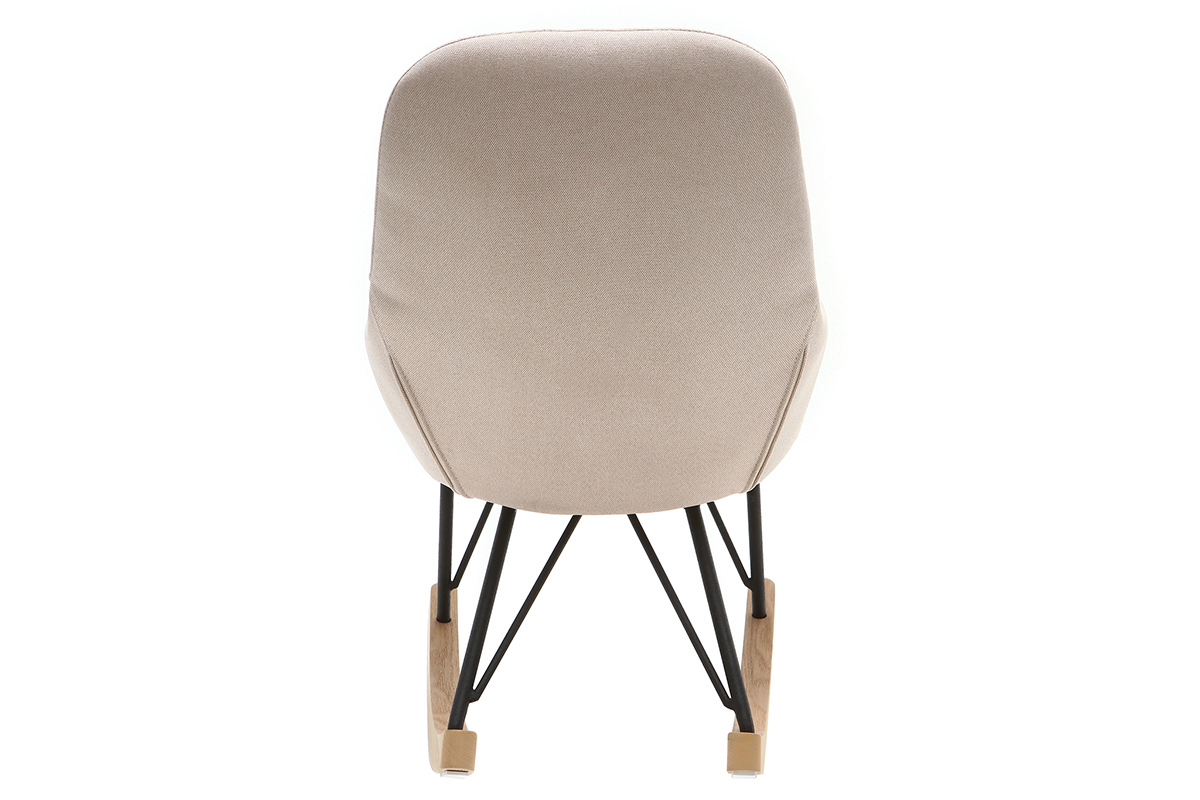 Rocking chair enfant tissu rose poudr� pieds m�tal et fr�ne JHENE